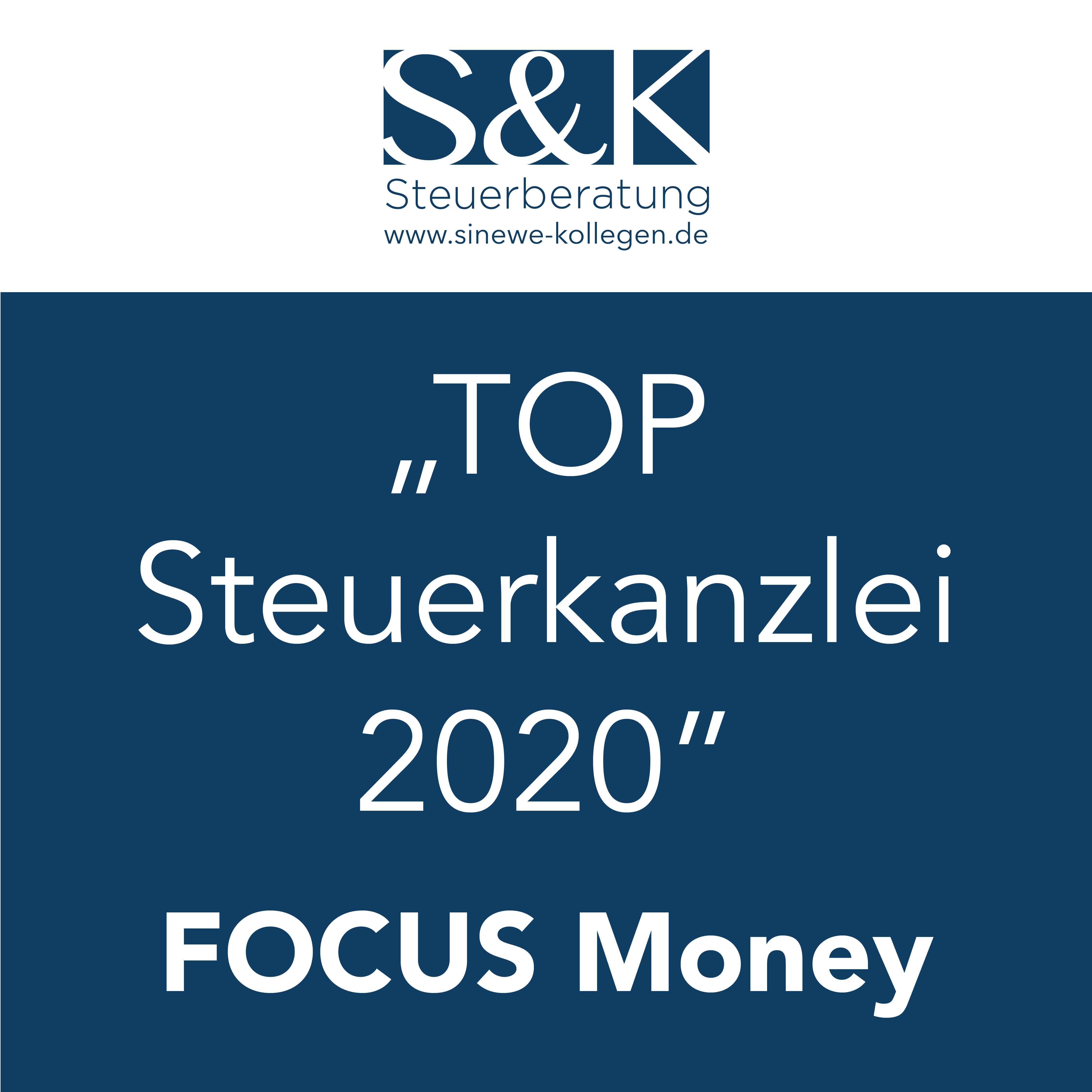 Auszeichnung: TOP Steuerkanzlei 2020 - FOCUS Money